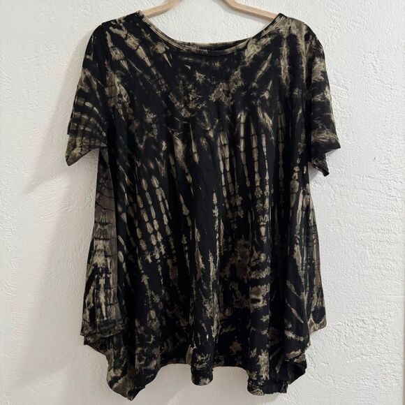 Sacred Threads Cotton Black Tie-Die Flowy T-Shirt One Size - Picture 1 of 6
